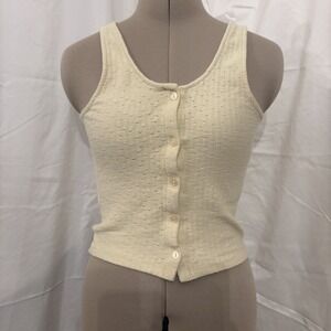 Heart & Hips Women's M Yellow Cotton Cropped Sleeveless Tank Top cottagecore